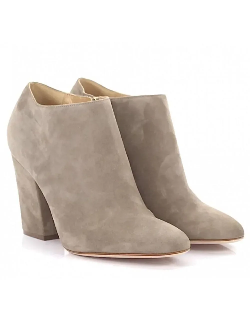 * Sergio Rossi Elephant Grey Suede Block Heel Ankle Boots Size 35.5/ 5.5